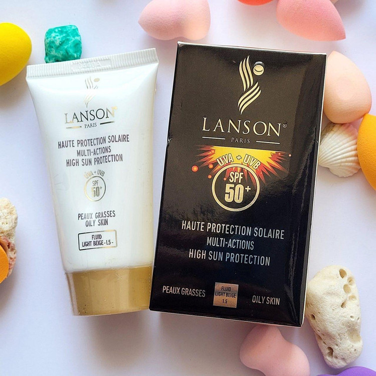 کرم ضد آفتاب رنگی لانسون،SPF 50،شماره 1.0،مناسب پوست مختلط و چرب
